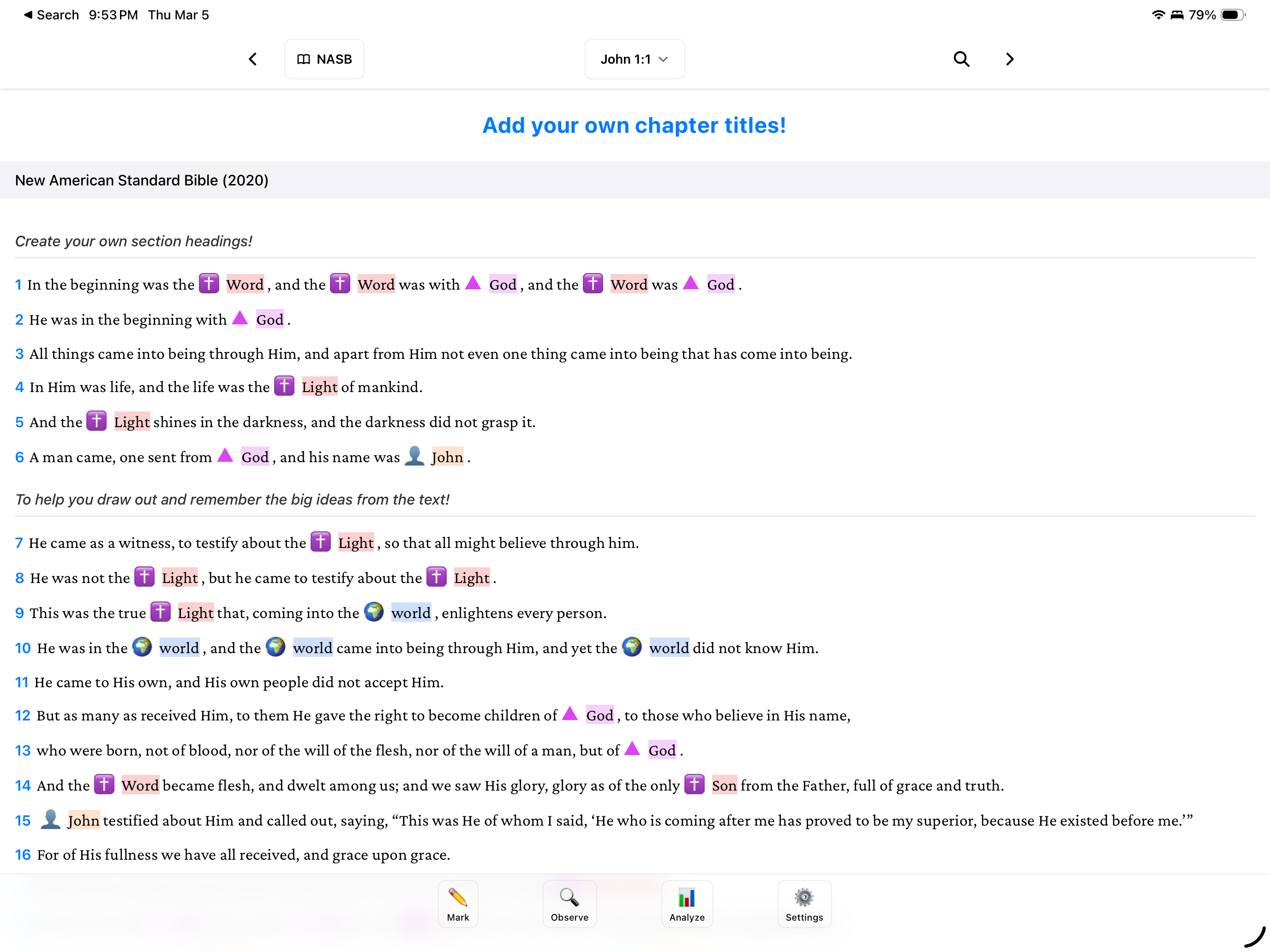 BibleMarker — reading with keyword markings